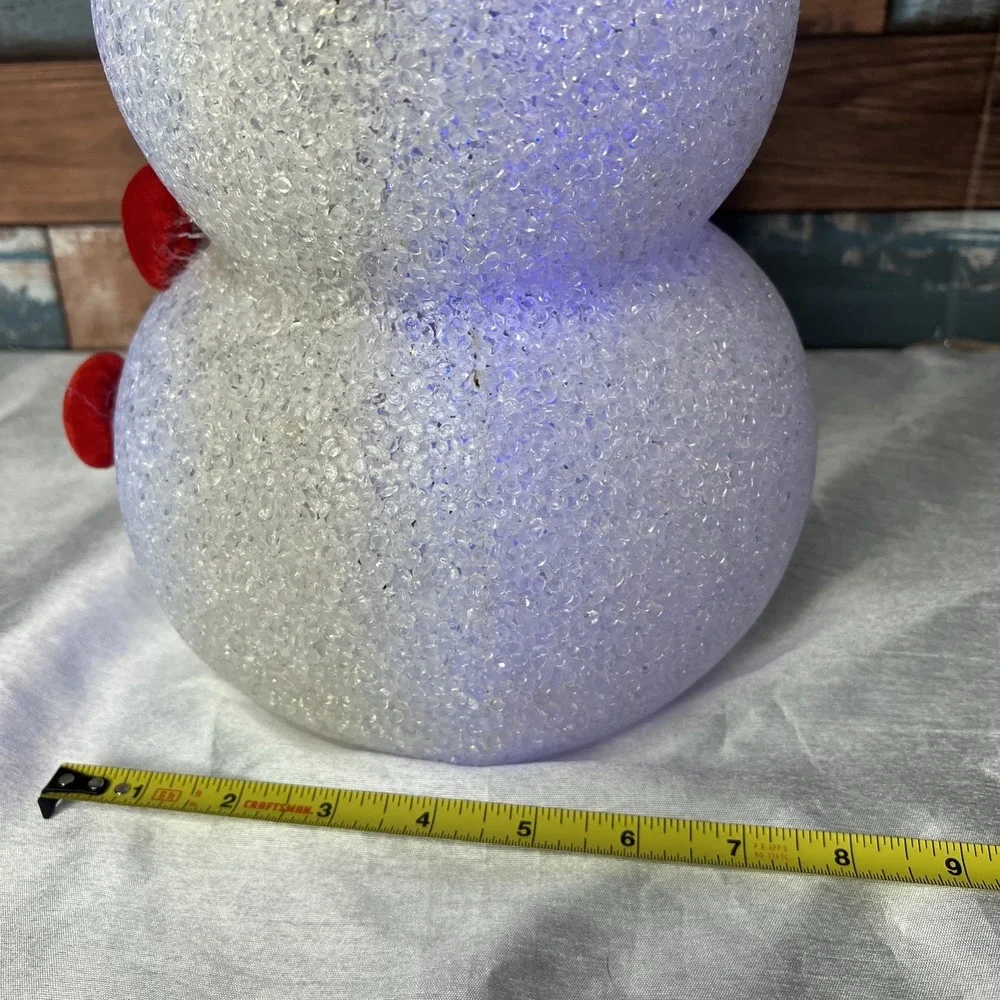 Vintage Large Melted Plastic Popcorn‎ Snowman Color Changing Light 16